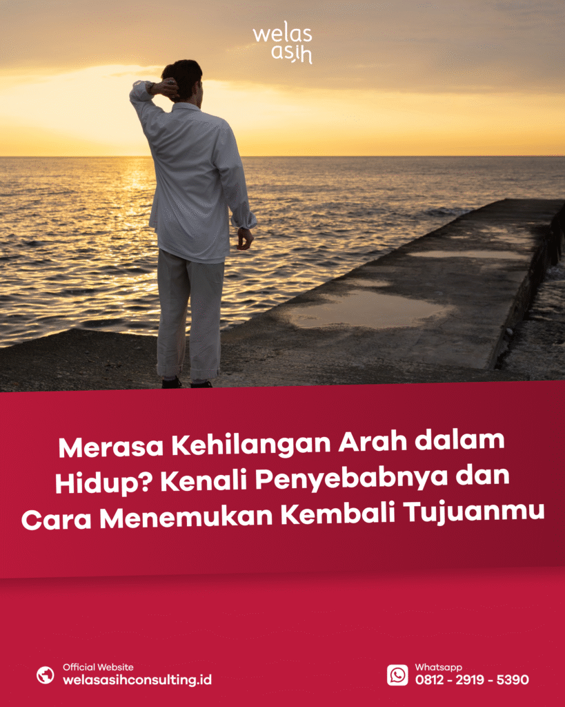 Seseorang sedang merenungkan tujuan hidup dan menentukan langkah berikutnya
